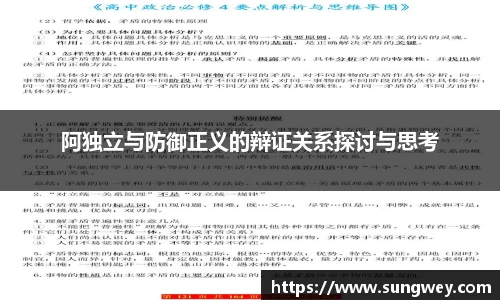 阿独立与防御正义的辩证关系探讨与思考